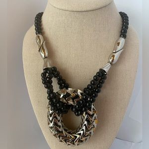 Silver tone with black beads!